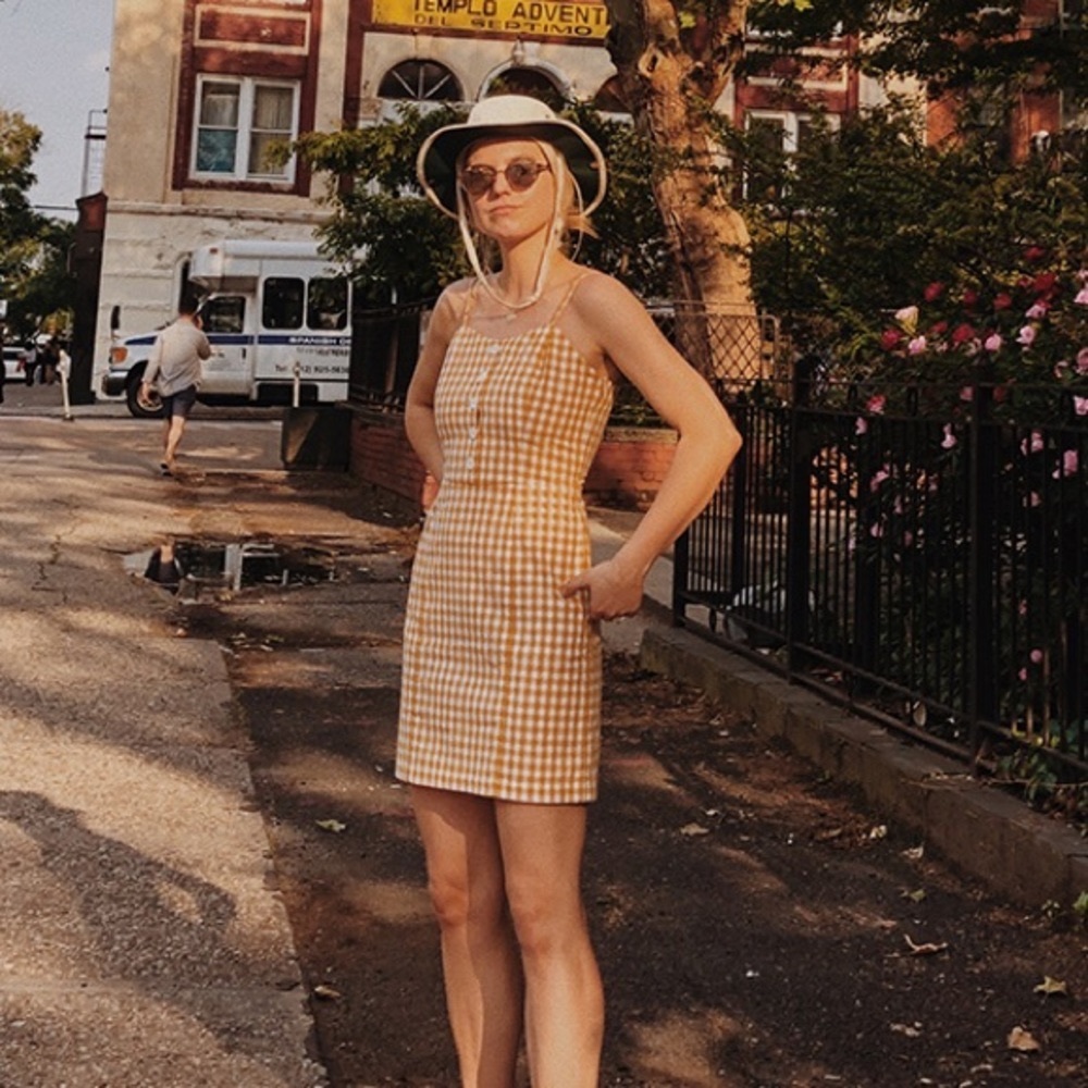 Petite Studio NYC Yellow Gingham Dress